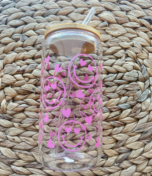 Pink smile glass cup